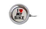 Звонок детский серебристый с рисунком "I love my bike"