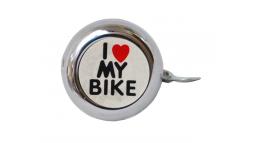 Звонок детский серебристый с рисунком "I love my bike"